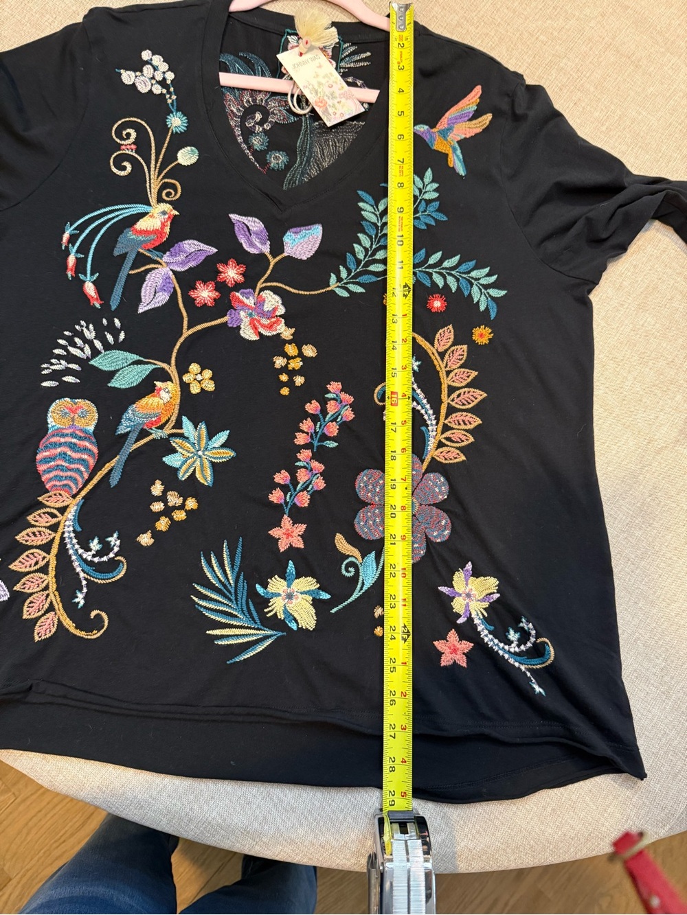 Johnny Was Heavily Embroidered V-Neck Long-Sleeve Top with Multicolor Designs - Picture 12 of 12
